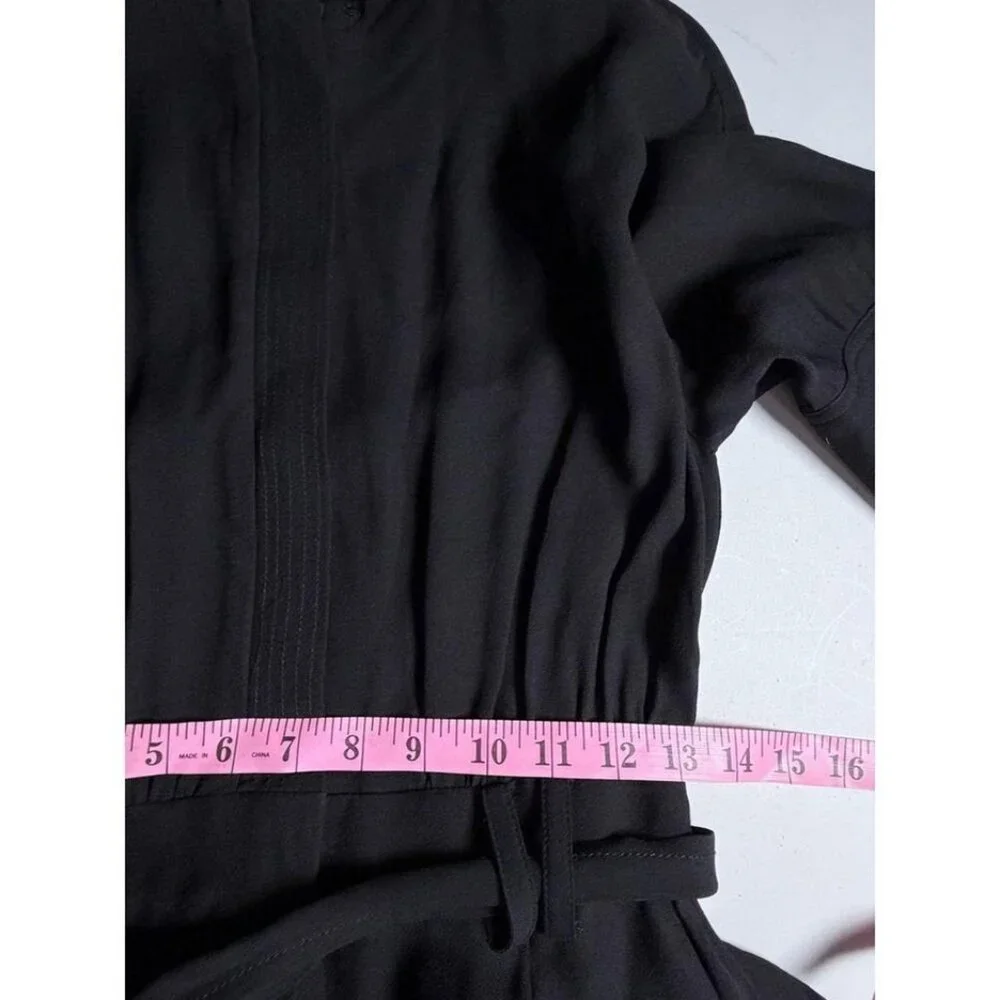 REISS Black Wide Leg Jumpsuit Belted Mock Neck Tailored Size US 2 - Picture 6 of 8